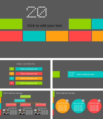 英文扁平化商务总结PPT模板