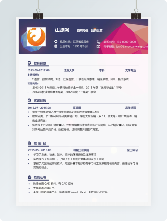 品类运营个人简历模板3
