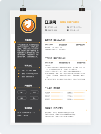 简约保险客户经理简历Word模板