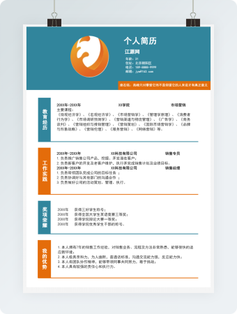 简约个性销售经理简历Word模板