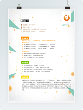 几何简约小升初简历