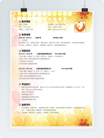 Flash设计开发简约个人求职简历
