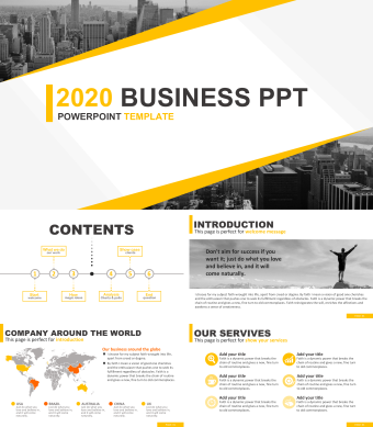 欧美商务橙黄简约PPT模板