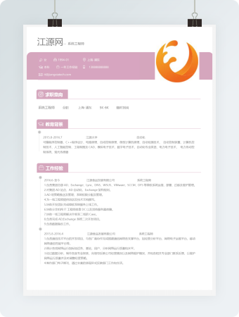 系统工程师个人简历模板