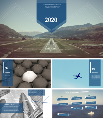 英文清新暗蓝色PPT模板