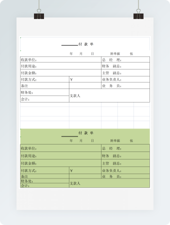 企业自制凭证电子版付款单
