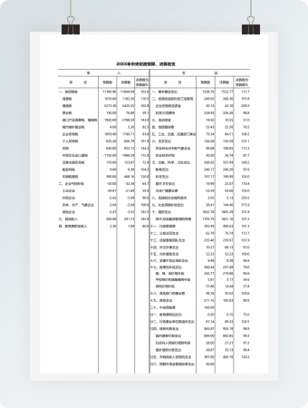 中央财政预算、决算收支表