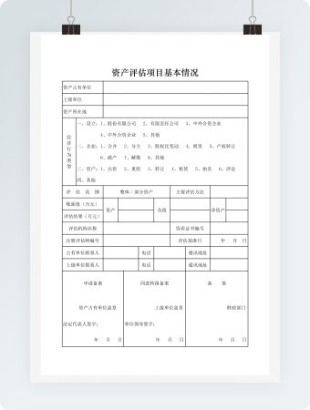 资产评估项目基本情况
