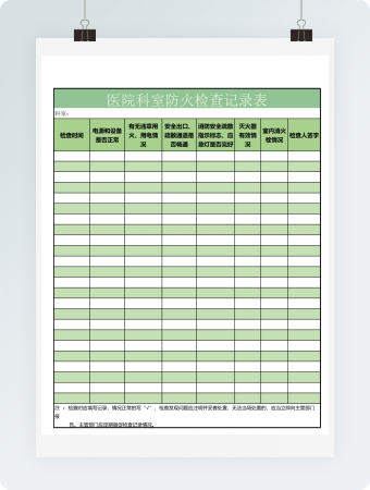 医院科室防火检查记录表