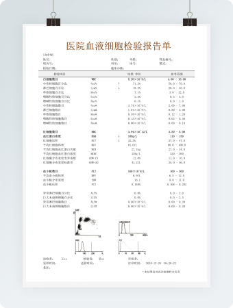 医院血液细胞检验报告单
