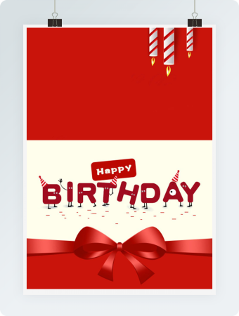 红色生日贺卡word模板