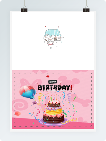 粉色创意生日贺卡word模板