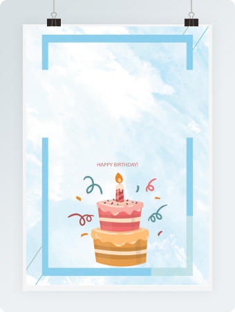 天蓝色可爱生日贺卡word模板