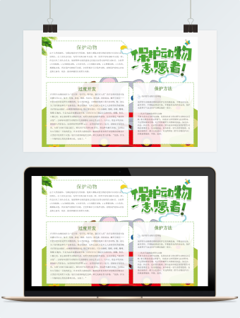保护动物手抄报模板 