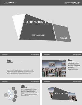 英文灰色简约商务总结PPT模板