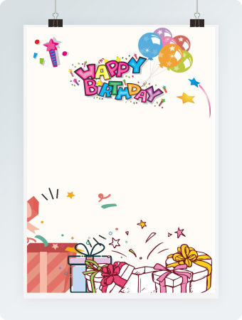 简约卡通生日贺卡