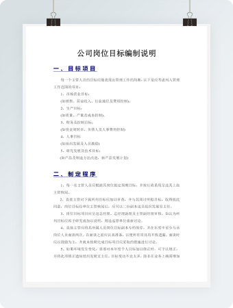 公司岗位目标编制说明