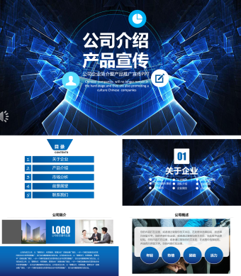 蓝色商务报告公司介绍产品宣传PPT
