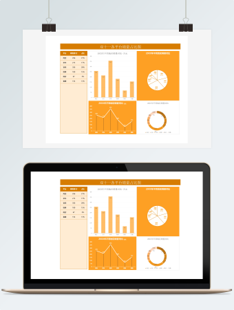 双十一各平台产品销量占比图Excel模板