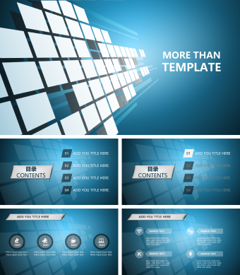 英文商务蓝色科技PPT模板