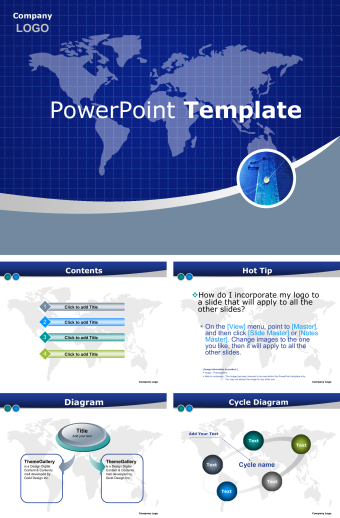 英文深蓝色扁平化工作总结PPT模板