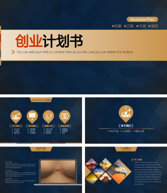 蓝色创业计划书ppt模板