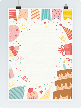 儿童可爱生日word感谢信信纸背景模板