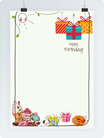 儿童童趣生日word感谢信信纸背景模板