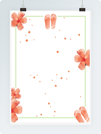 红色扶桑花水彩word感谢信信纸背景模板