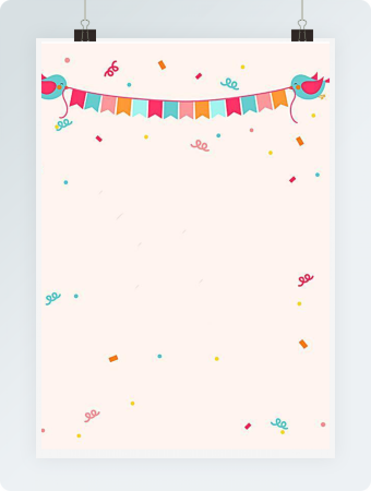 简约彩旗生日word感谢信信纸背景模板