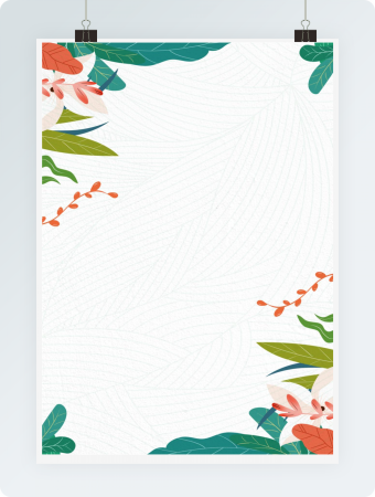 清新花草春天word感谢信信纸背景模板