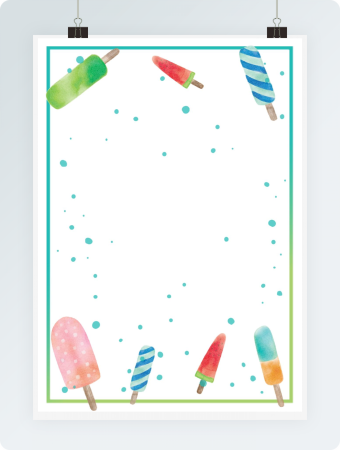 清新雪糕春天word感谢信信纸背景模板