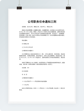 公司职务任命通知三则