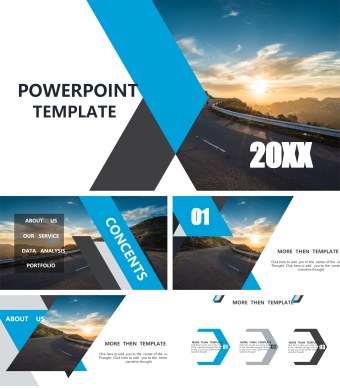 英文蓝色简约商务总结企业宣传PPT模板