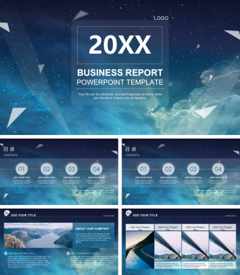 蓝色欧美创意工作汇报PPT模板