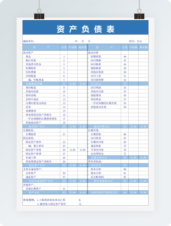 资产负债表excel模版