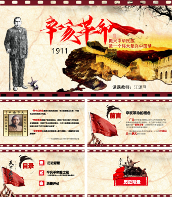 红色简约风辛亥革命教学PPT课件