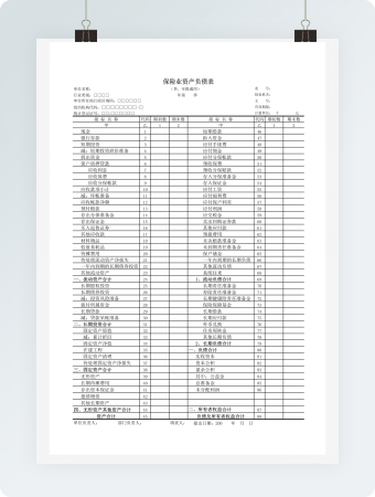 保险业资产负债表