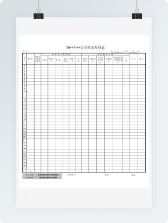 公司奖金发放表模板