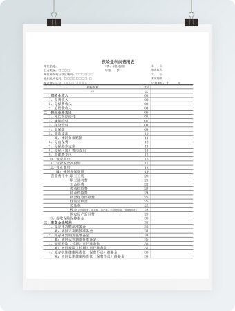 保险业利润费用表