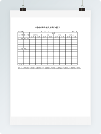 应收帐款明细及帐龄分析表