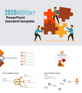 蓝色创意扁平化商业工作总结PPT模板