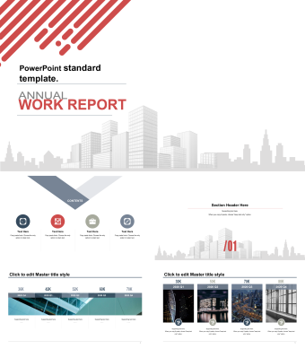 白色扁平化简约风年度工作总结PPT模板