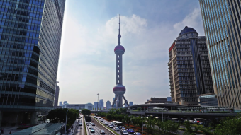 上海延安隧道远观东方明珠塔延时拍摄