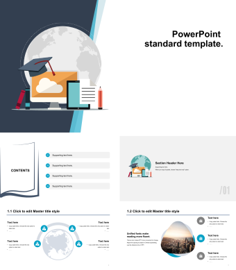 蓝色卡通简约风格年终工作总结PPT模板