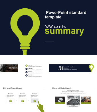 深蓝色扁平化风格工作总结PPT模板