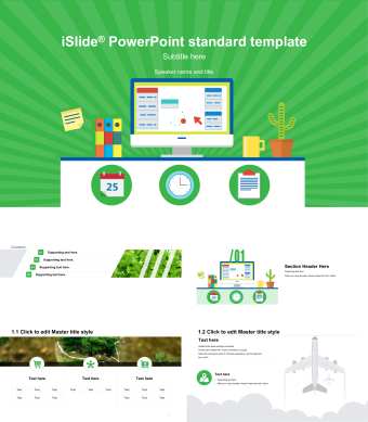 英文绿色简约商务总结PPT模板