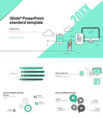 英文青色简约工作汇报总结PPT模板