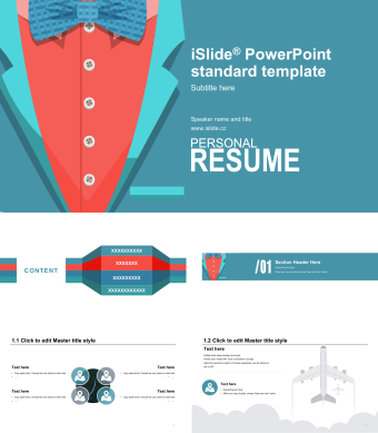 英文蓝色简约商务通用PPT模板