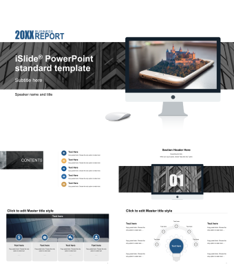 英文灰色简约商务通用PPT模板